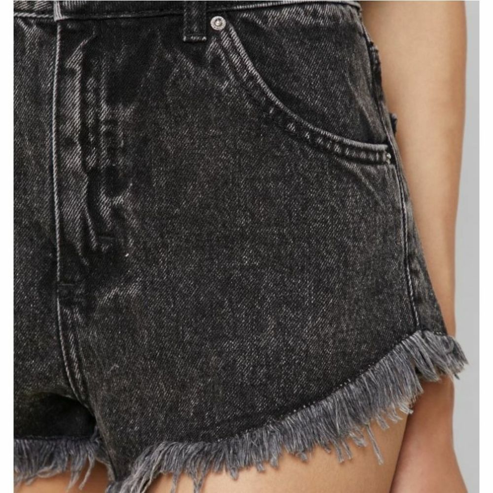 TOPSHOP Kiri High Waist Frayed Cutoff Denim Shorts - Picture 2 of 5